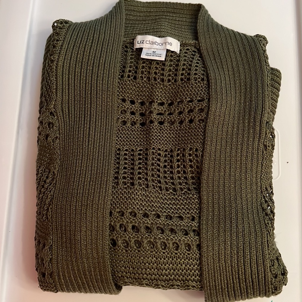 Liz Claiborne crocheted short sleeve bolero.